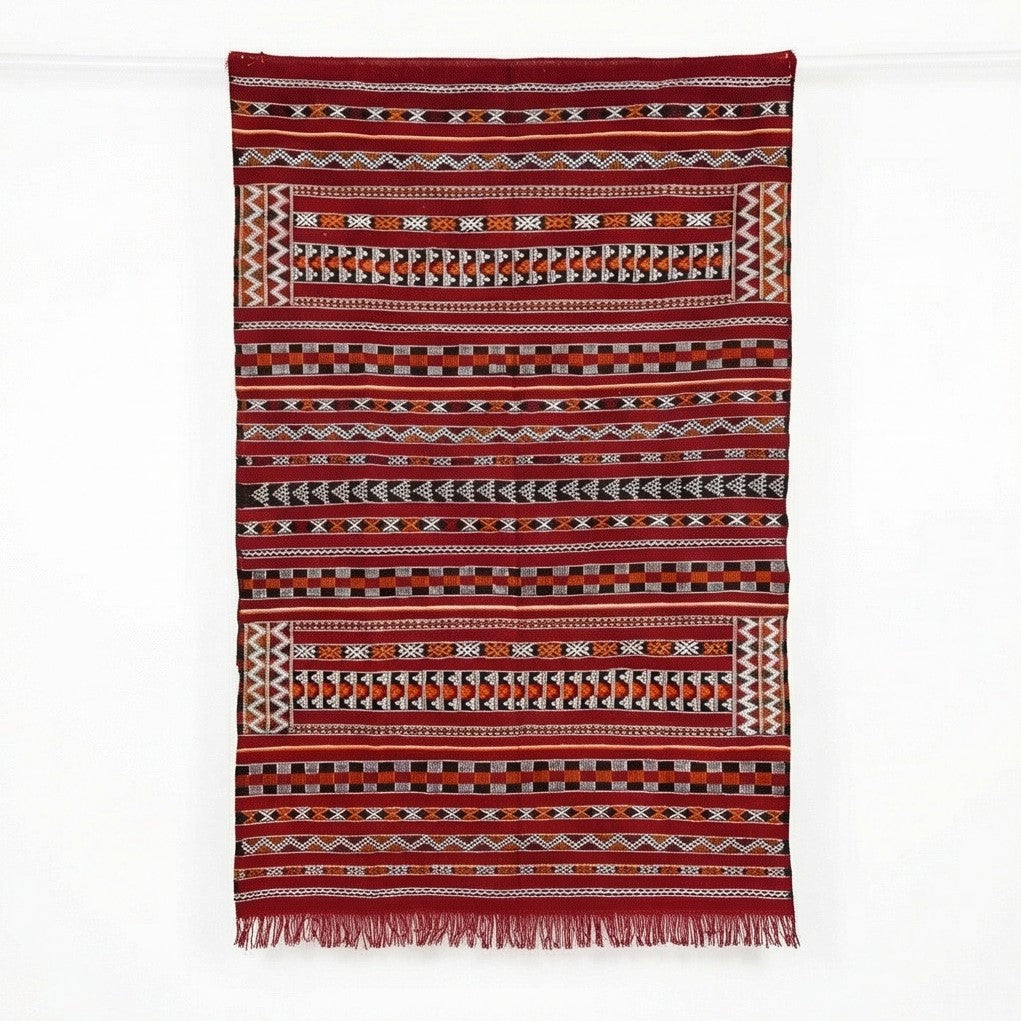 Tapis berbère rouge kilim 155x240 cm