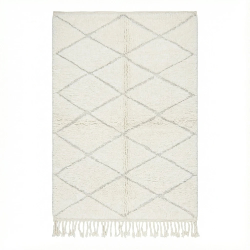 Tapis marocain blanc à losanges