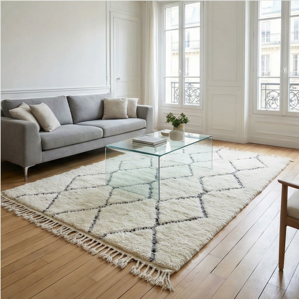 Tapis Beni Ouarain losanges creux 150x260 cm