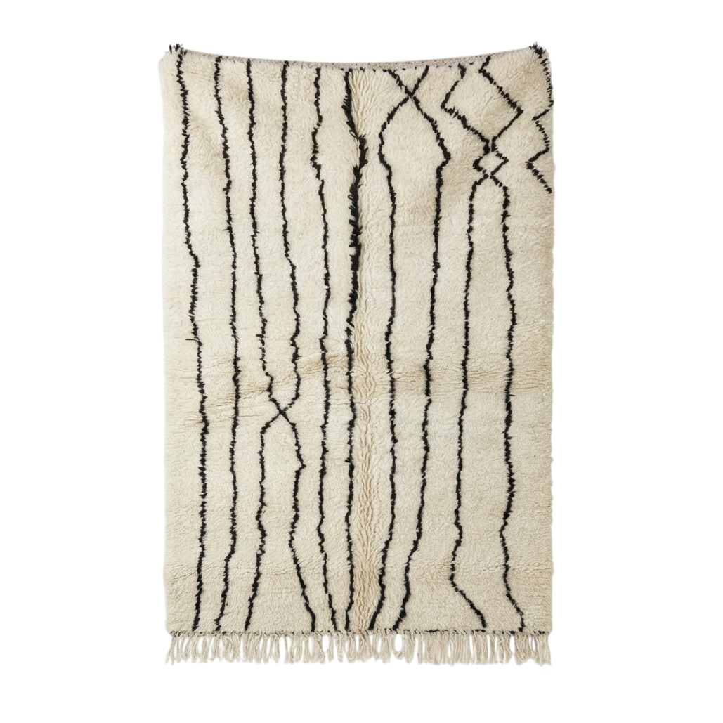 Tapis berbère blanc noir style Azilal