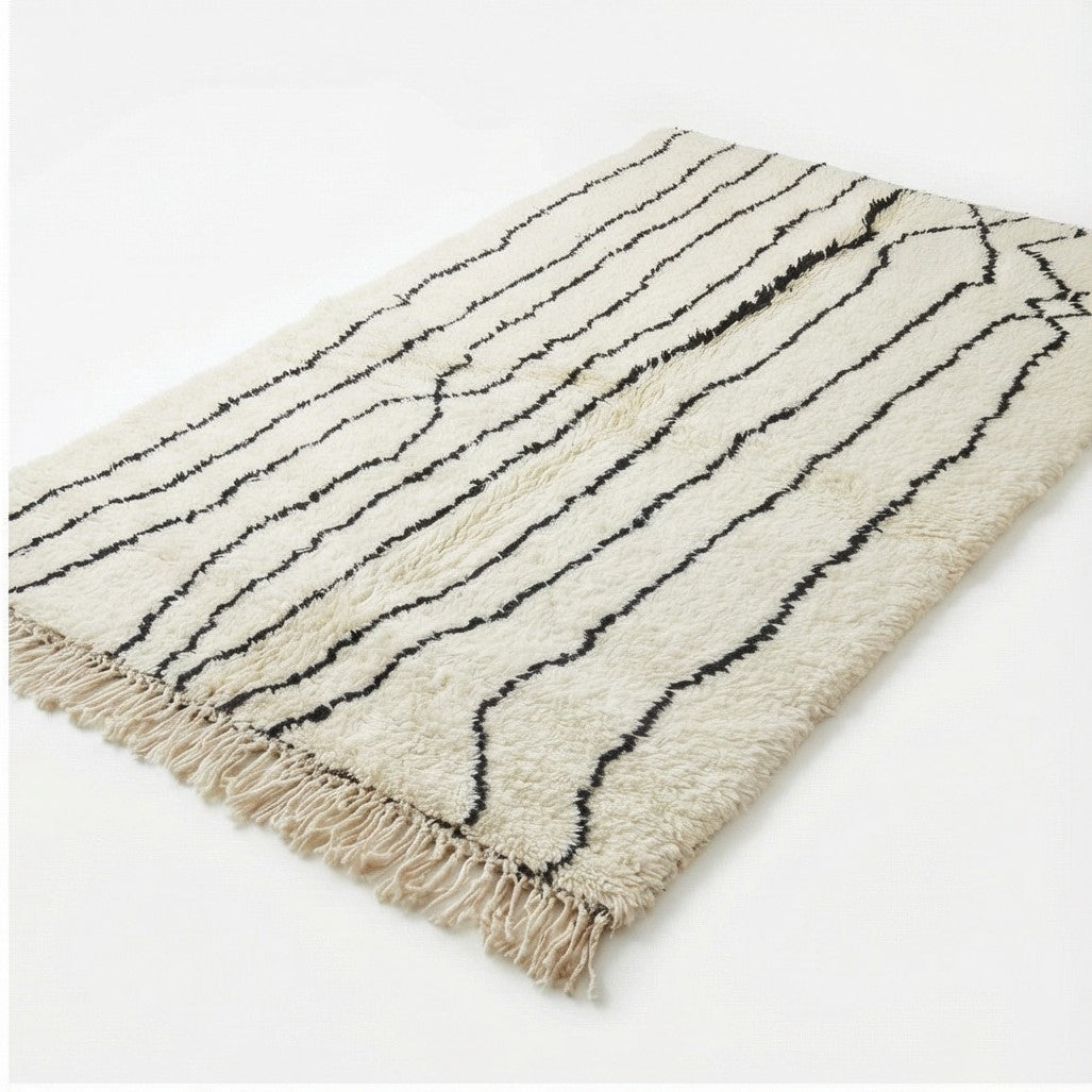 Tapis berbère blanc noir style Azilal