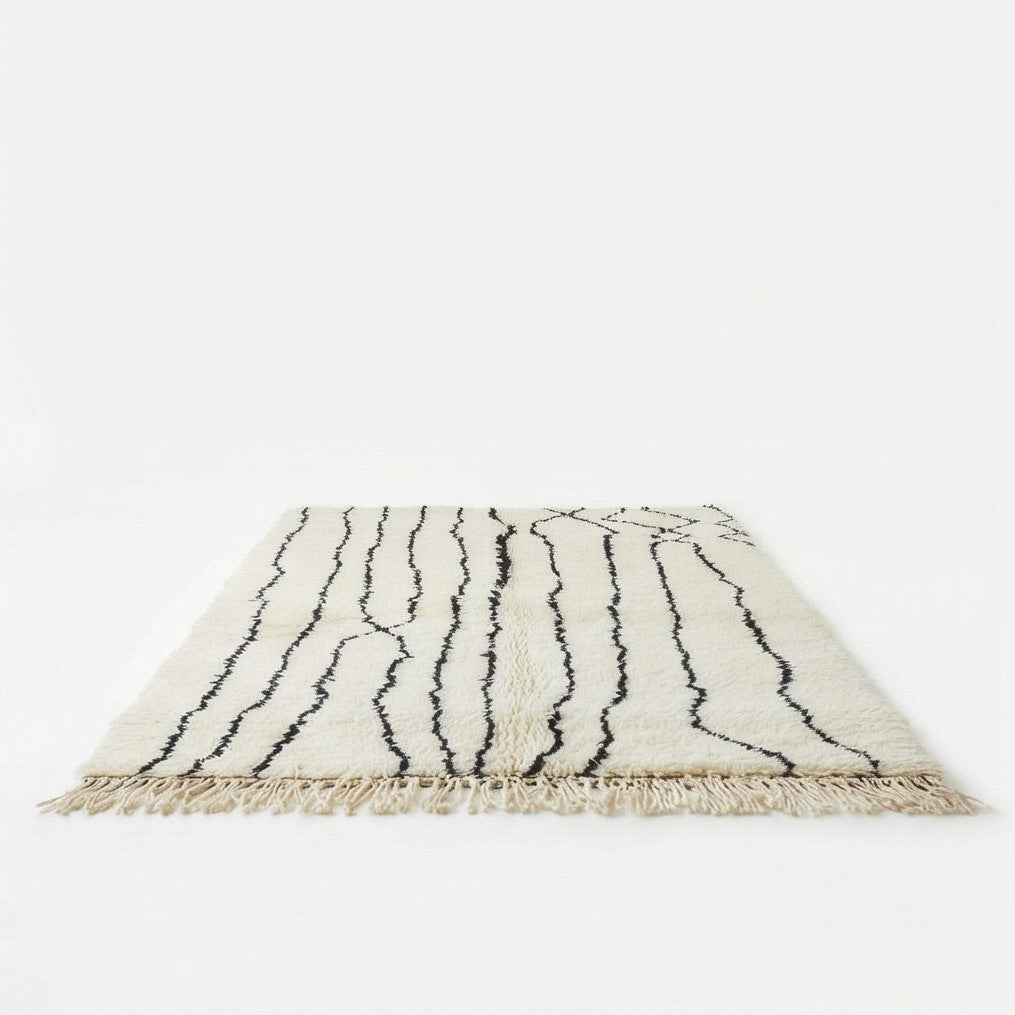 Tapis berbère blanc noir style Azilal