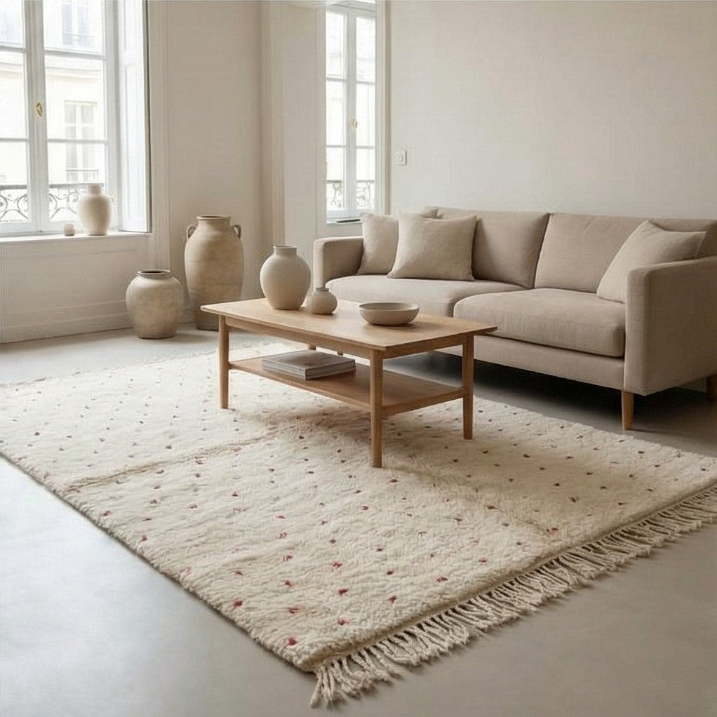 Tapis berbère pois roses somptueux