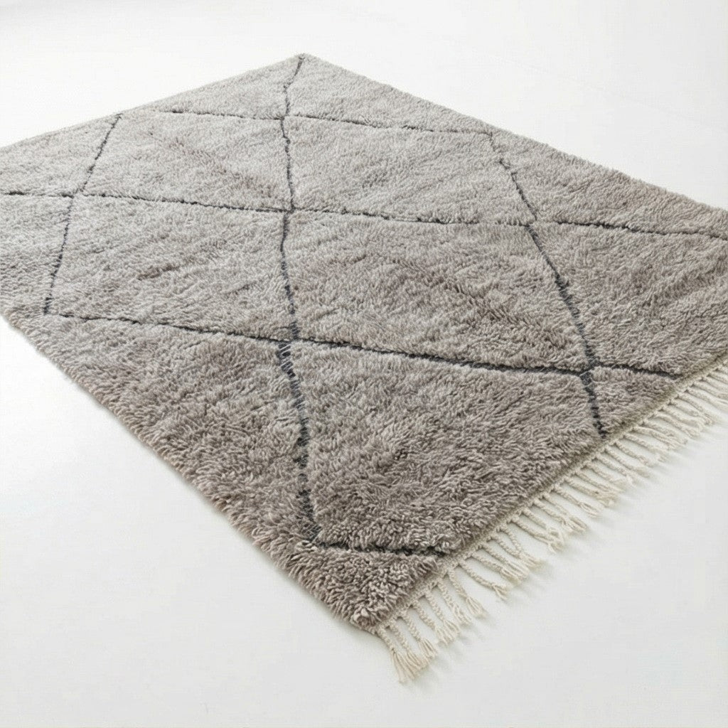 Grand tapis marocain gris à losanges 200x300 cm
