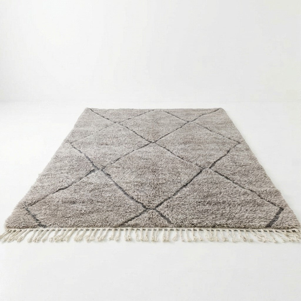 Grand tapis marocain gris à losanges 200x300 cm