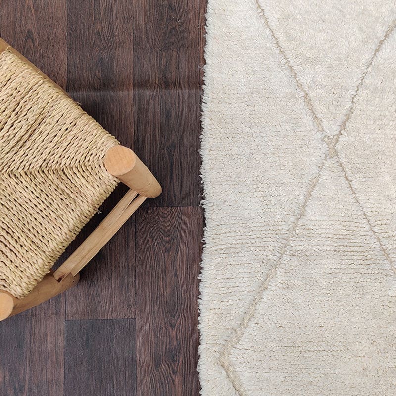 tapis blanc marocain fait main