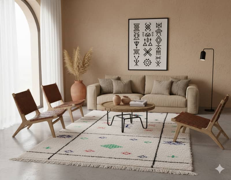 Tapis Marocain Motifs Azilal <br> 115x175 cm