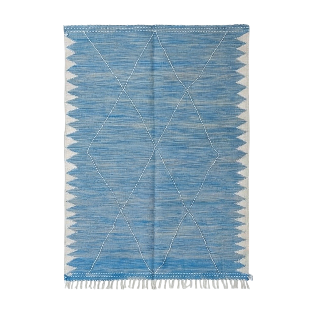 Tapis marocain Zanafi Bleu 2x3 m - Fraicheur & élégance | MAZIR