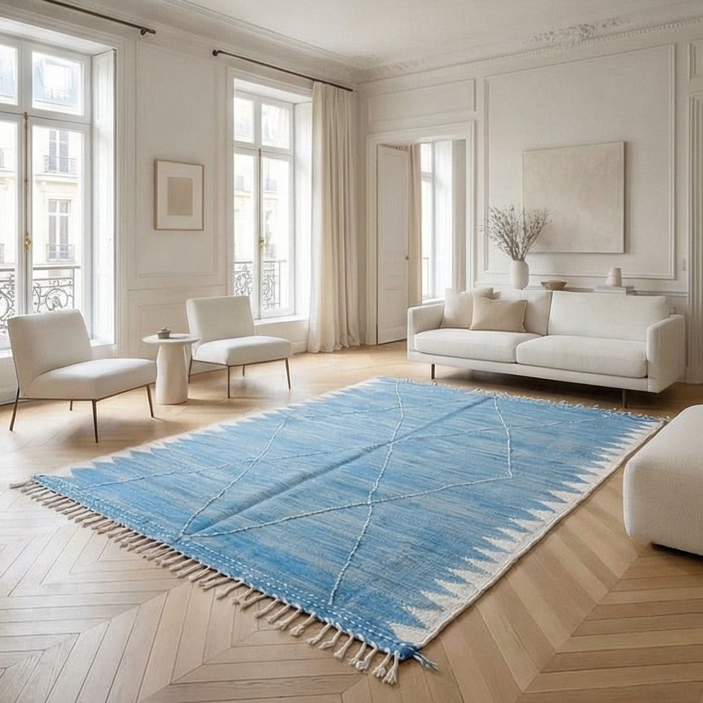 Tapis marocain bleu Zanafi 200x300 cm