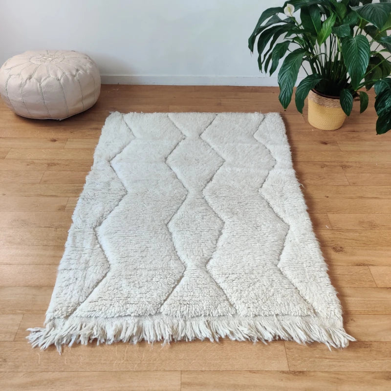 Tapis marocain zigzag blanc - MAZIR Décoration