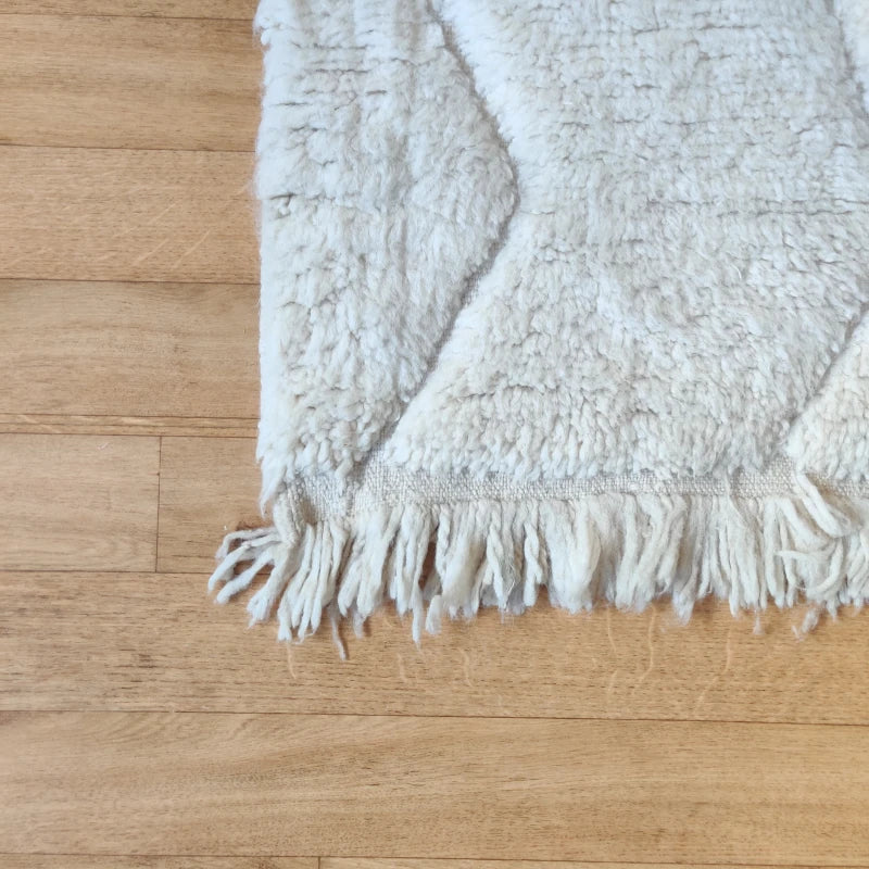 Tapis marocain zigzag blanc - MAZIR Décoration