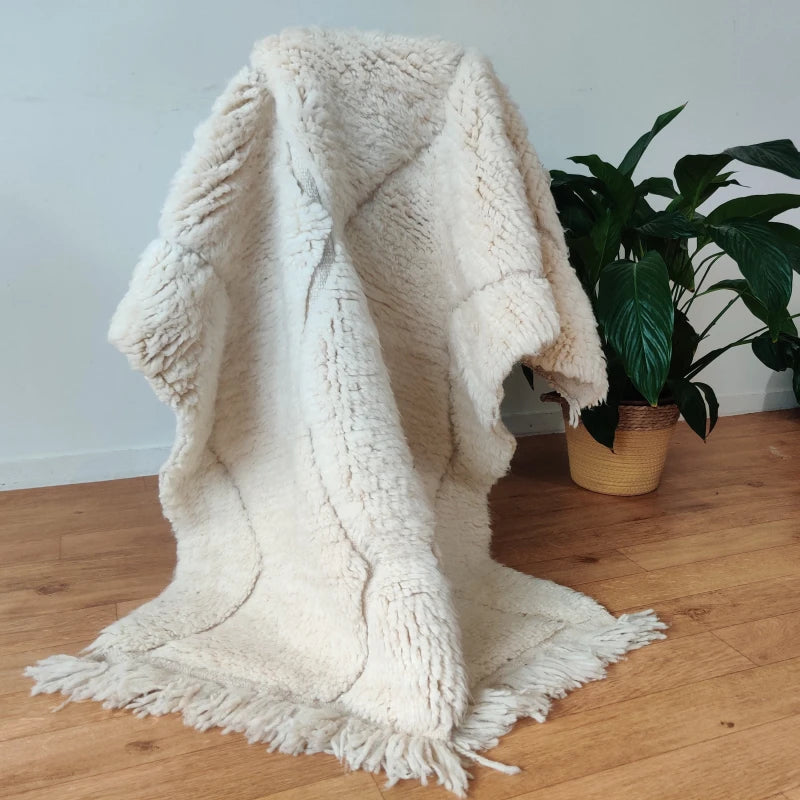 Tapis marocain zigzag blanc - MAZIR Décoration