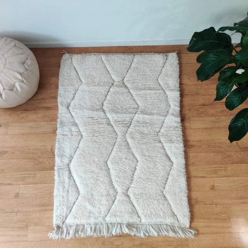 Tapis marocain zigzag blanc - MAZIR Décoration