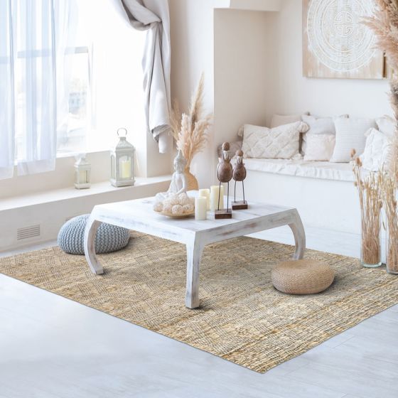 Tapis tressé en jute motifs losanges