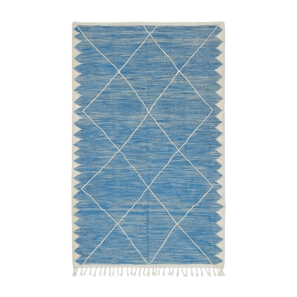 Tapis Zanafi bleu à losanges blancs
