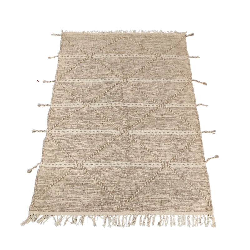 Tapis Zanafi crème fait main pour décoration moderne