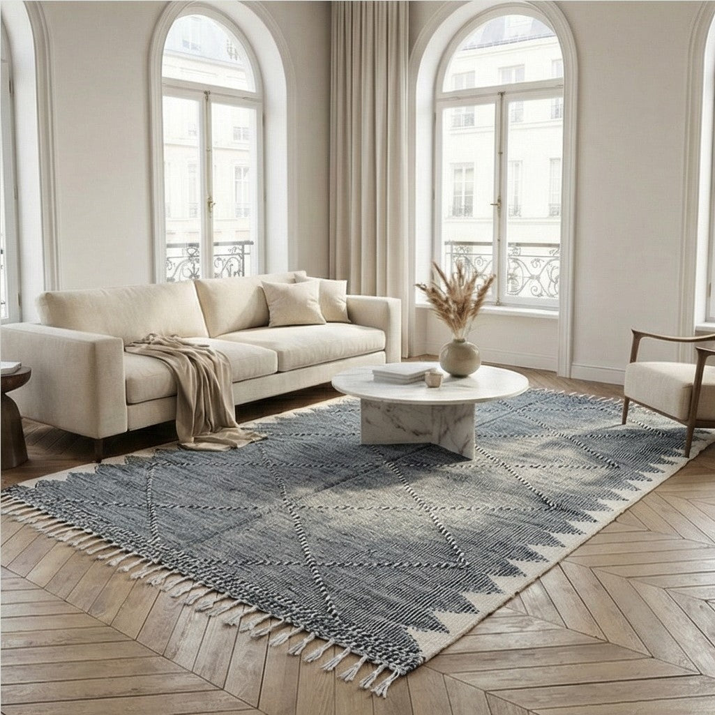 Grand tapis Kilim noir Zanafi 200x300 cm