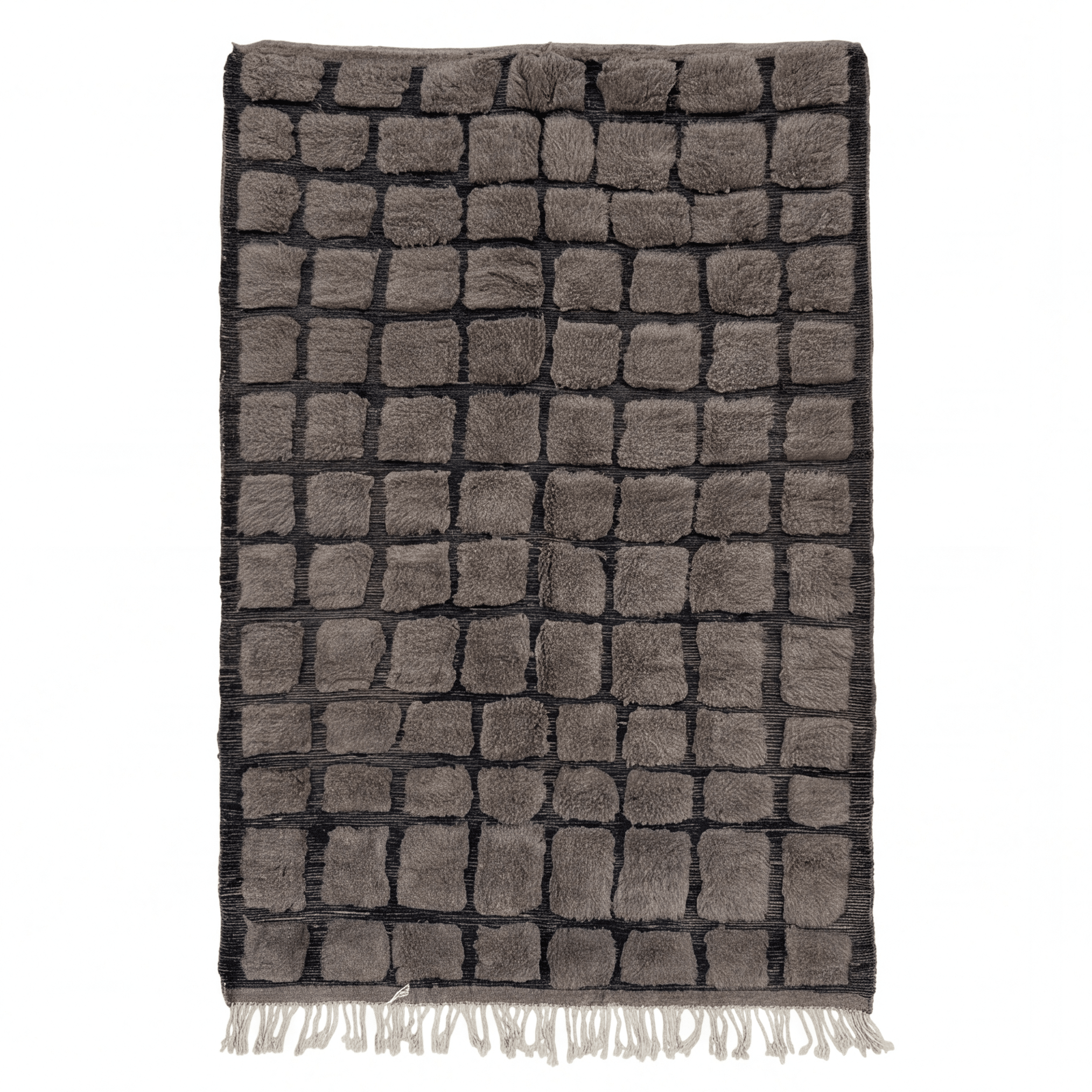 Tapis Mrirt gris anthracite motif pavé relief