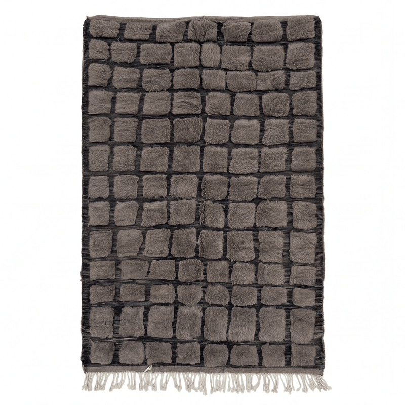 Tapis Mrirt gris anthracite motif pavé relief