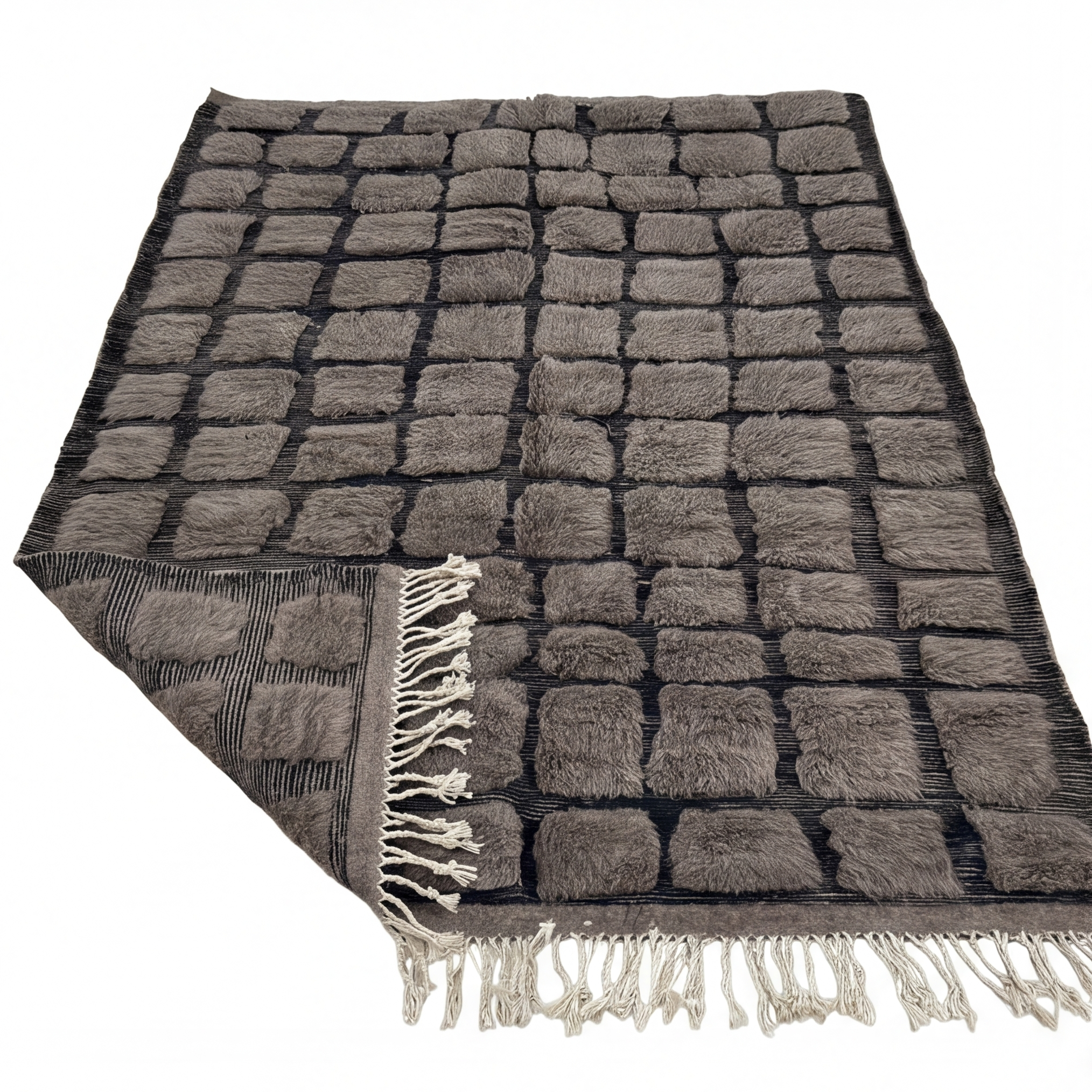 Tapis Mrirt gris anthracite motif pavé relief