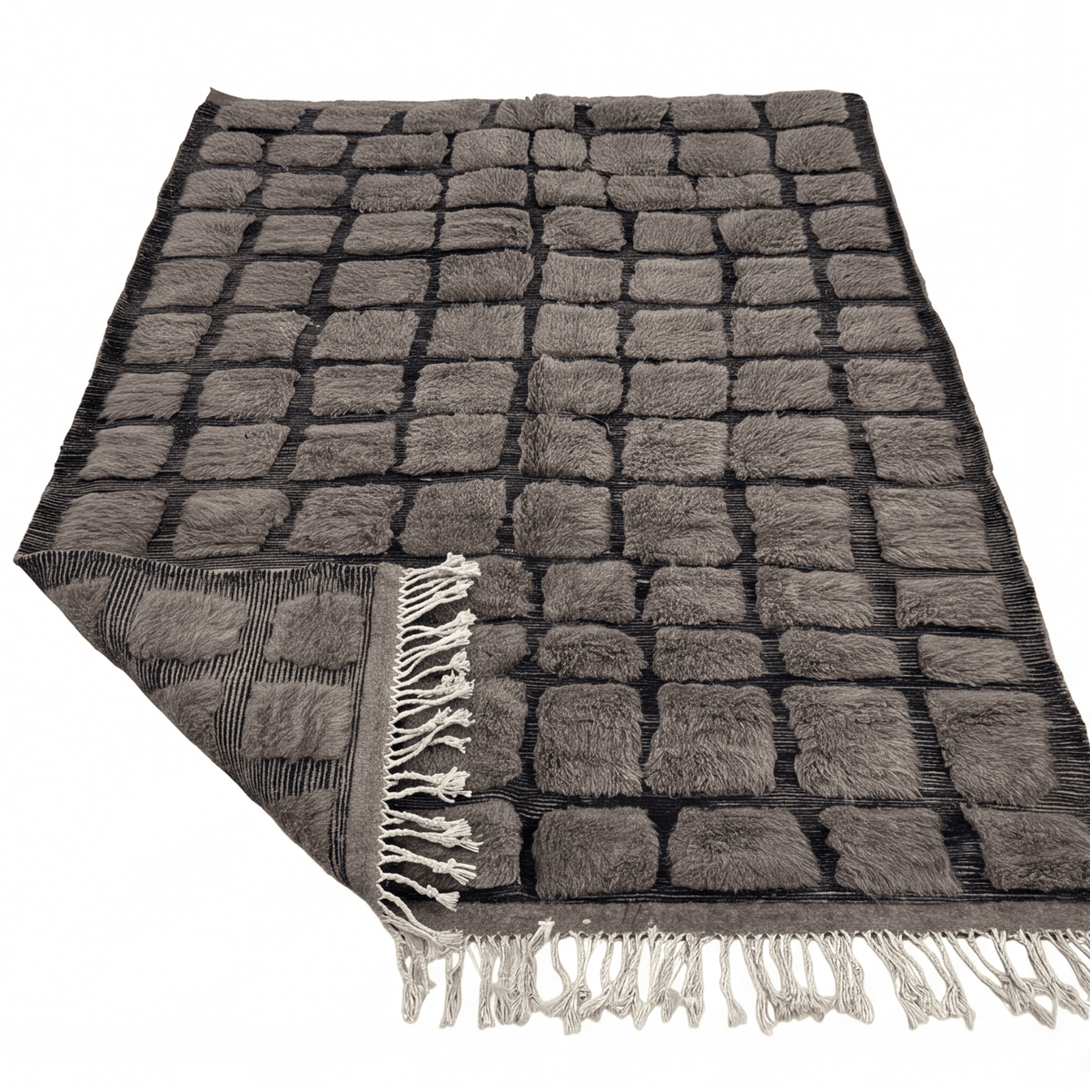 Tapis Mrirt gris anthracite motif pavé relief