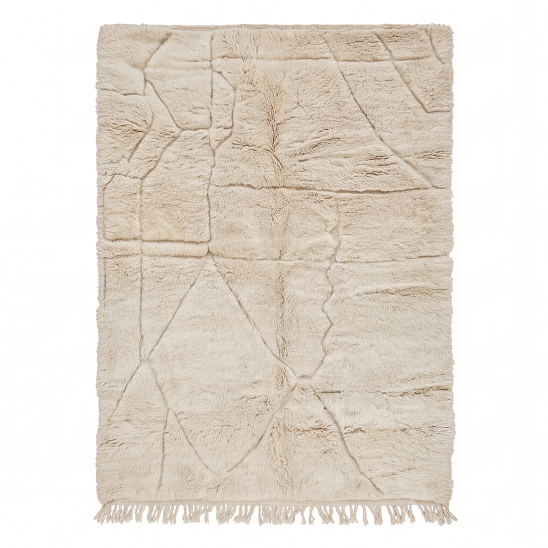 Tapis Mrirt écru ivoire motif abstrait