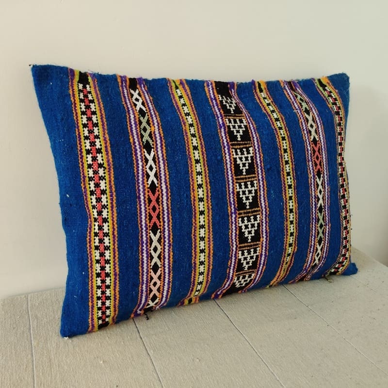 coussin boheme bleu