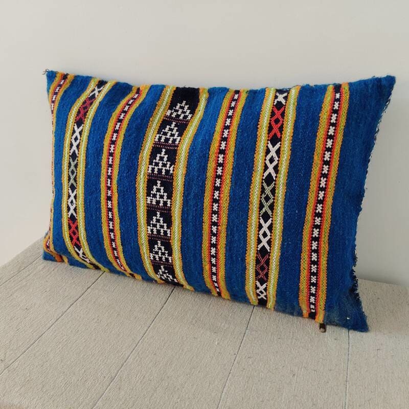 coussin ethnique bleu