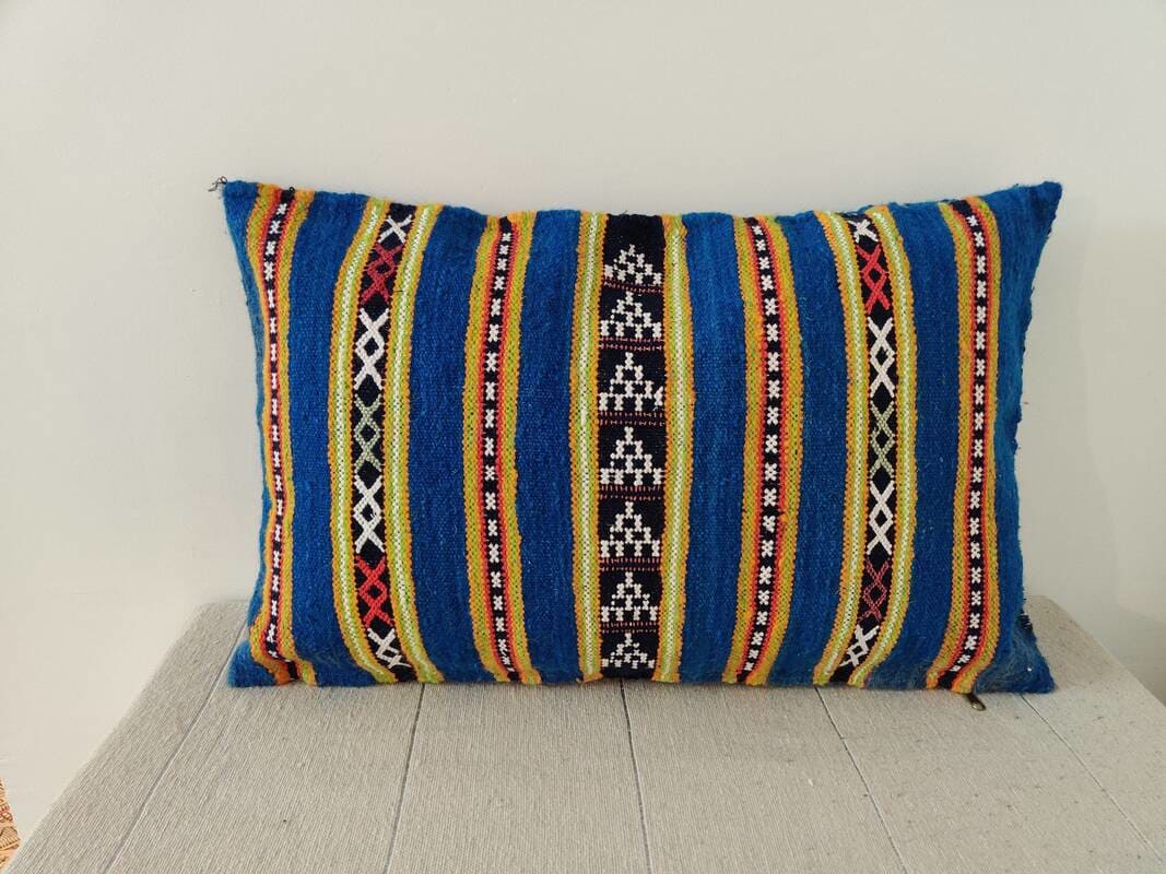 coussin marocain bleu