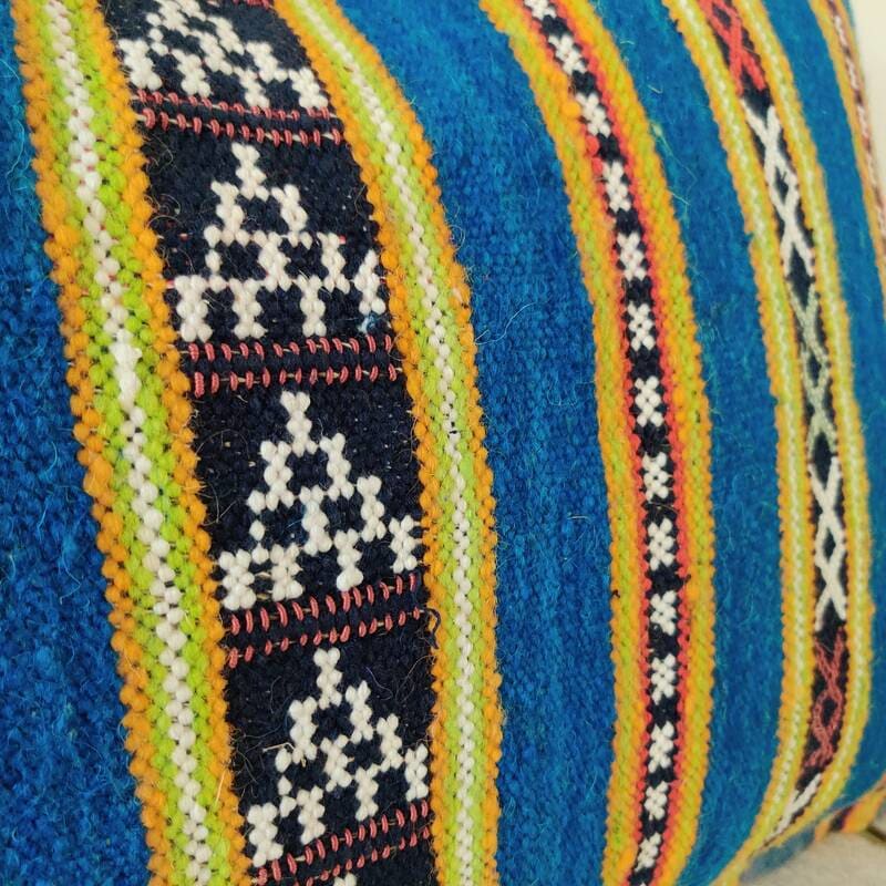 coussin kilim bleu