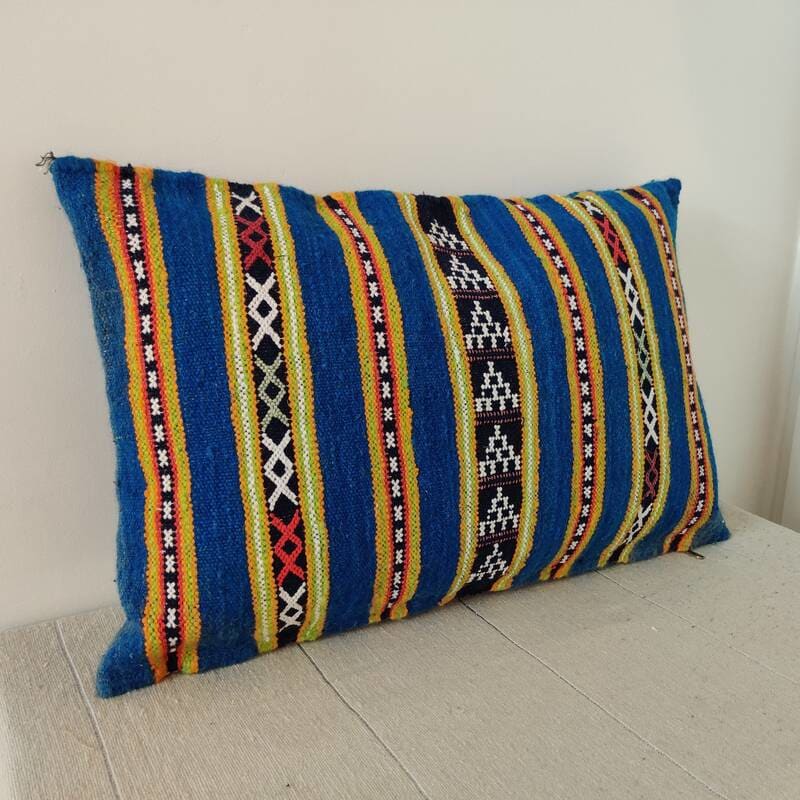 coussin boheme bleu