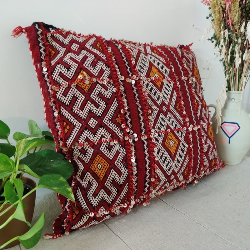 coussin marocain rouge