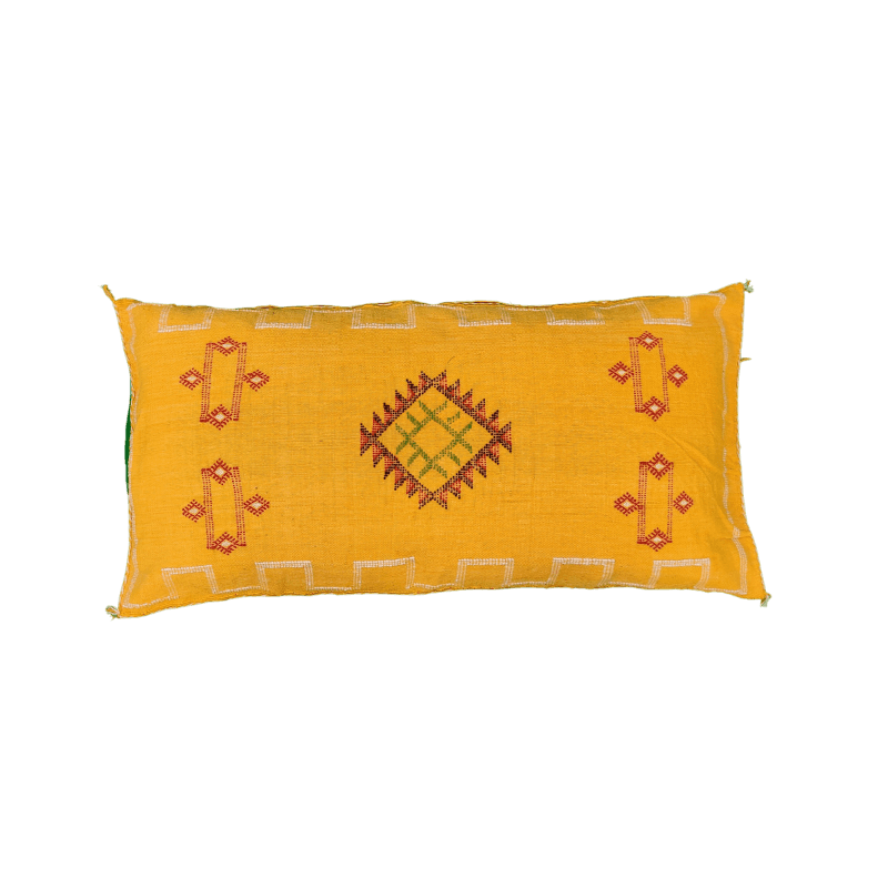 Grand Coussin Sabra Jaune en Soie de Cactus