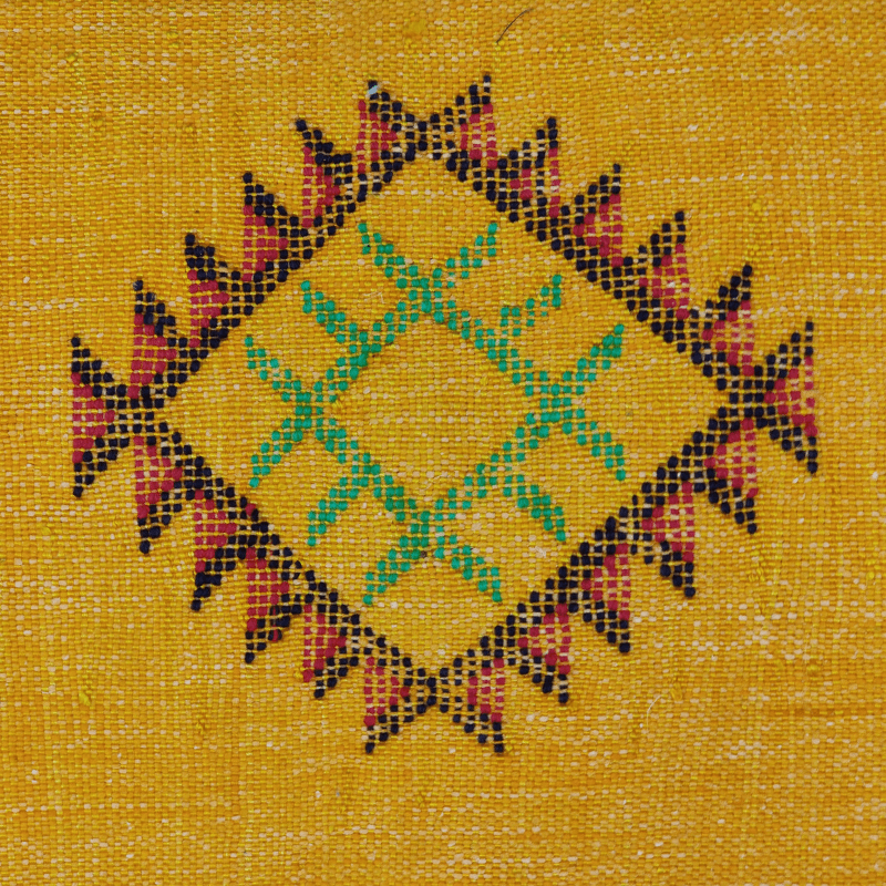 Grand Coussin Sabra Jaune Aurore Soie de cactus artisanal