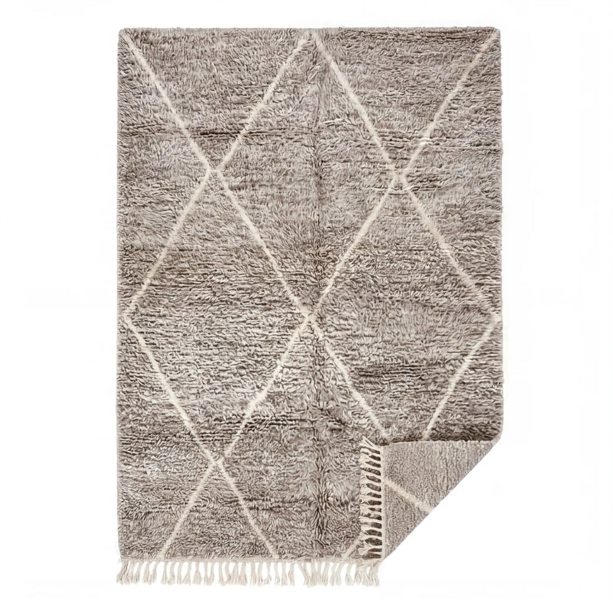 Tapis Béni Ouarain écru et gris graphique 200x300 cm