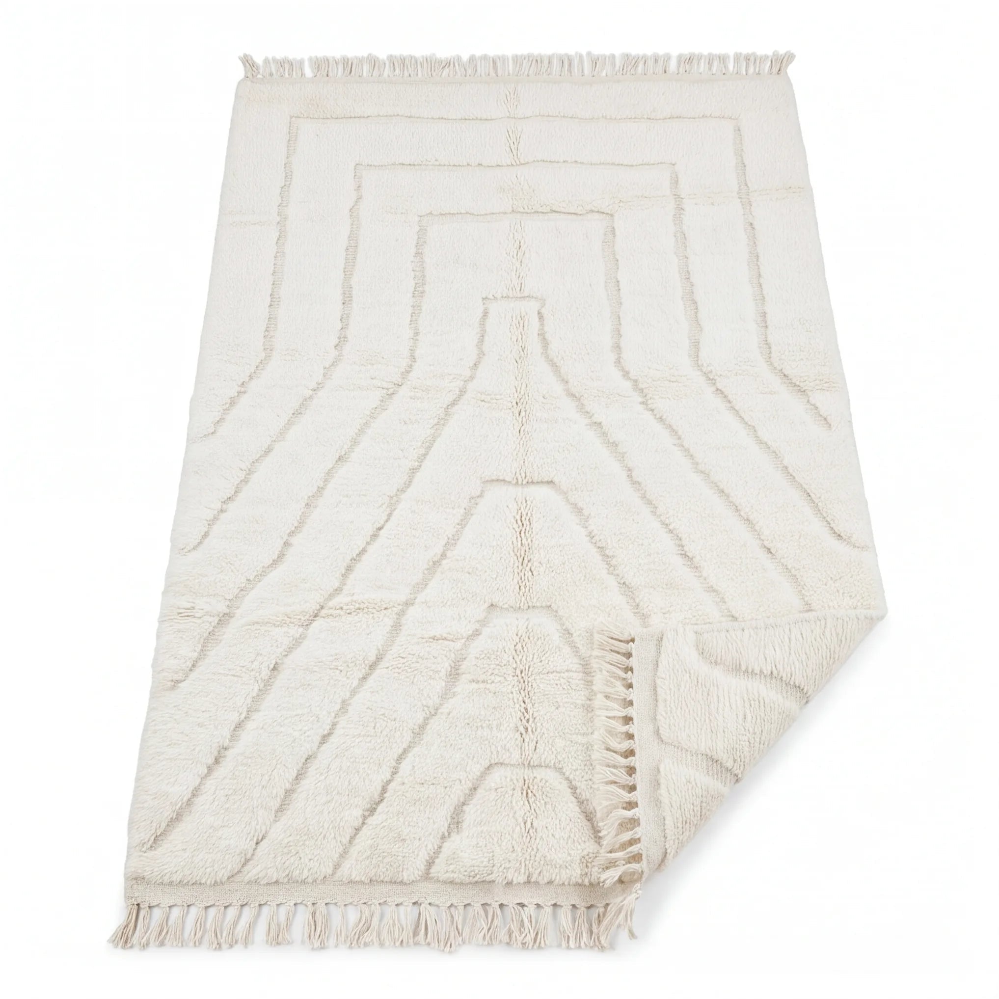 Tapis Béni Ouarain écru à motif graphique 200x300 cm