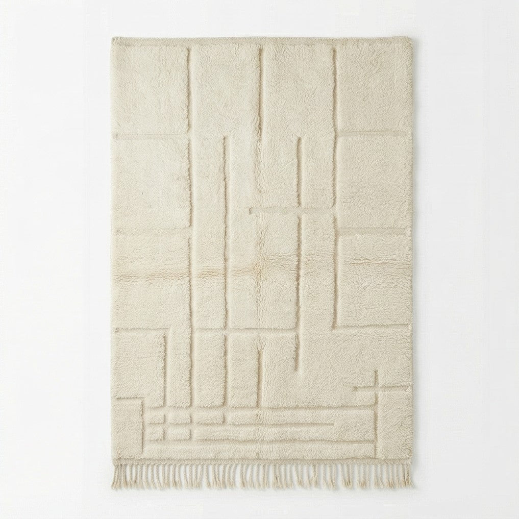 Grand tapis berbère graphique blanc 200x300 cm