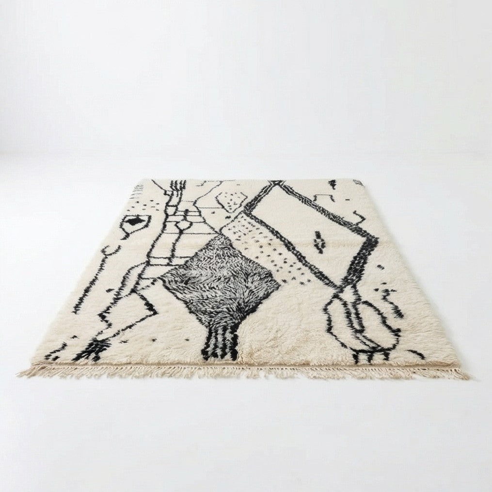 Tapis Azilal noir et blanc marocain