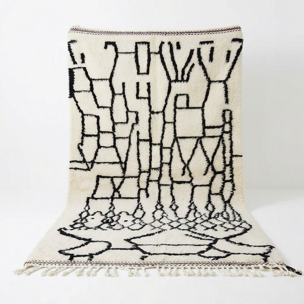 Tapis berbère blanc noir style Azilal