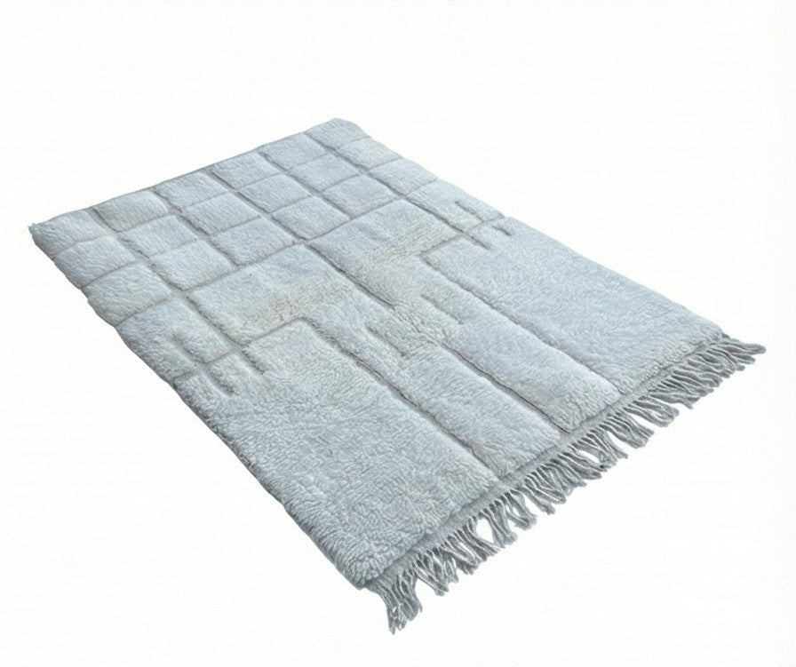 Petit tapis marocain graphique blanc