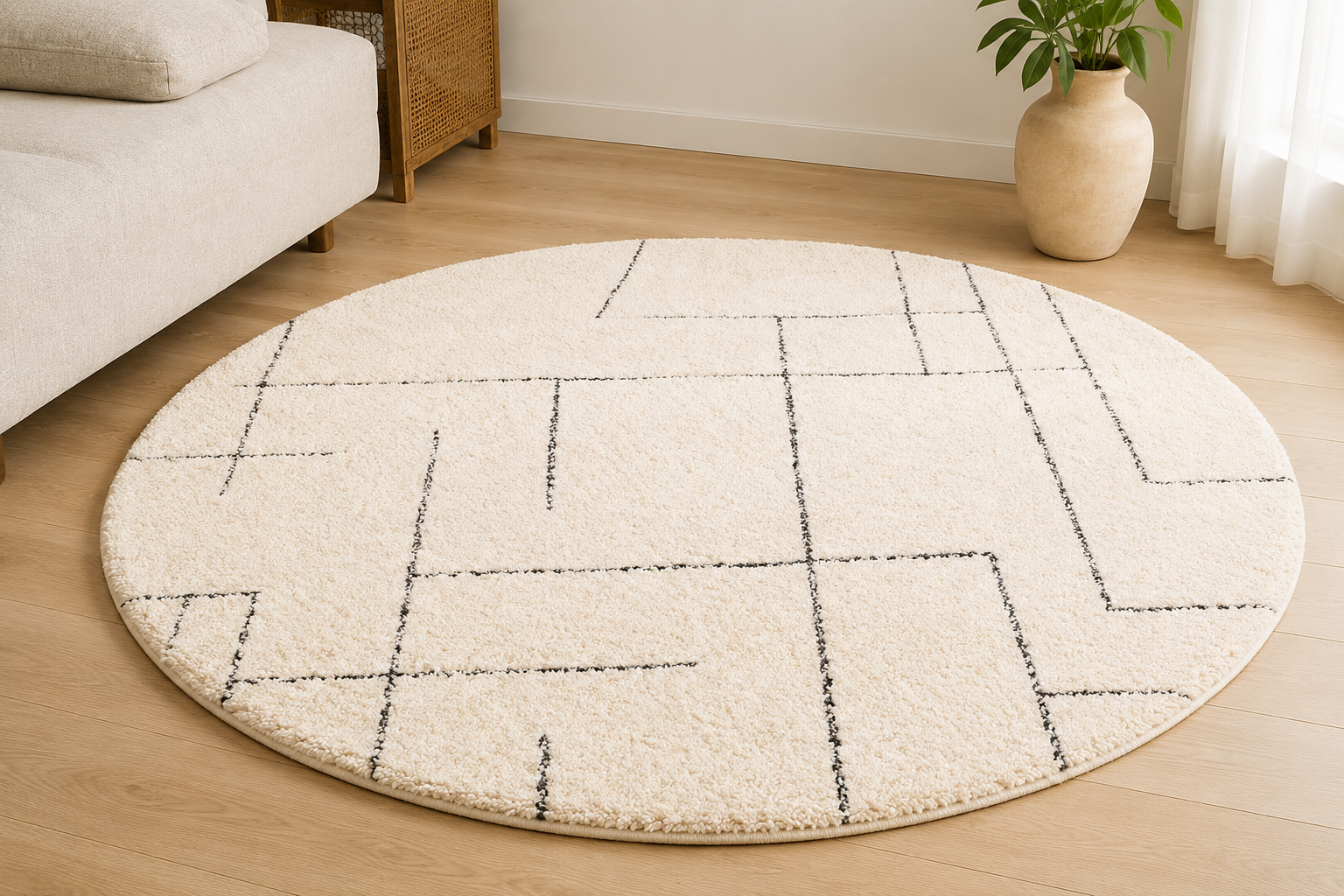 Tapis berbère rond graphique - Sur mesure