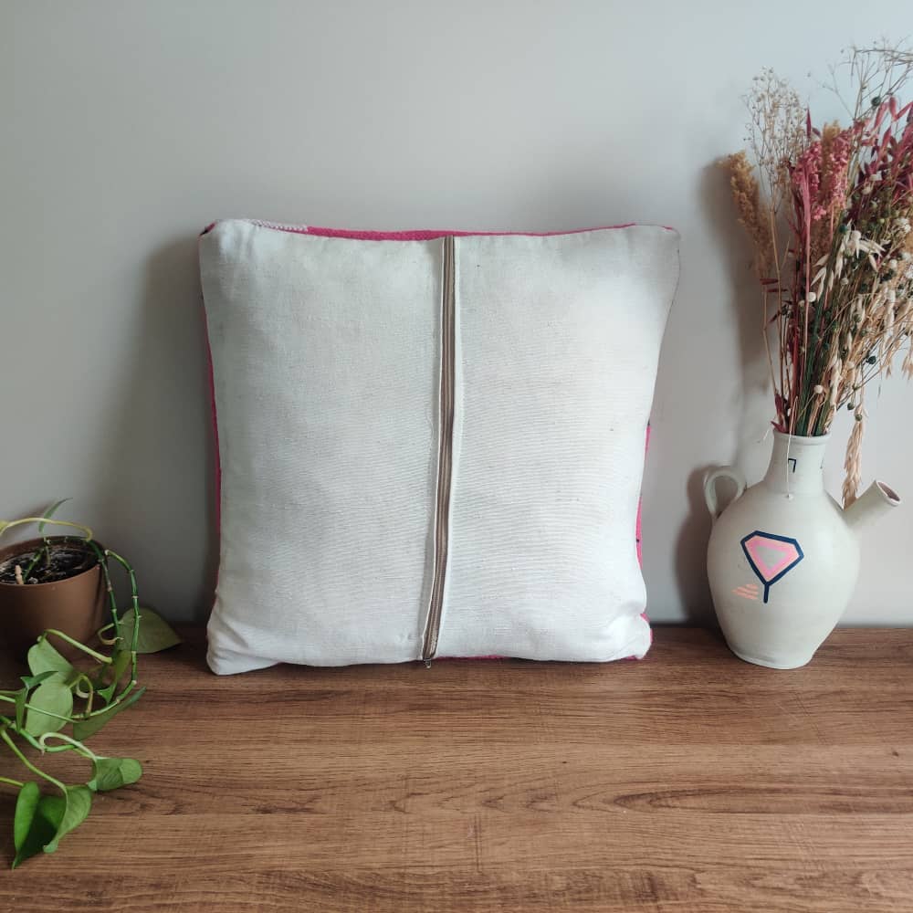 Coussin Berbère Tribal Rose et Bleu| MAZIR