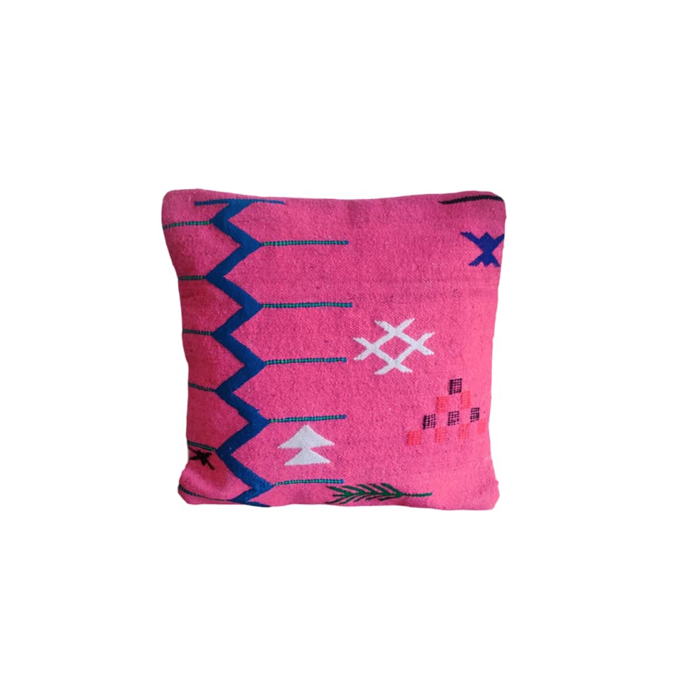 Coussin Berbère Tribal Rose et Bleu| MAZIR