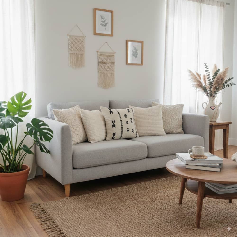 Coussin bohème harmonie noir et blanc | MAZIR Décoration