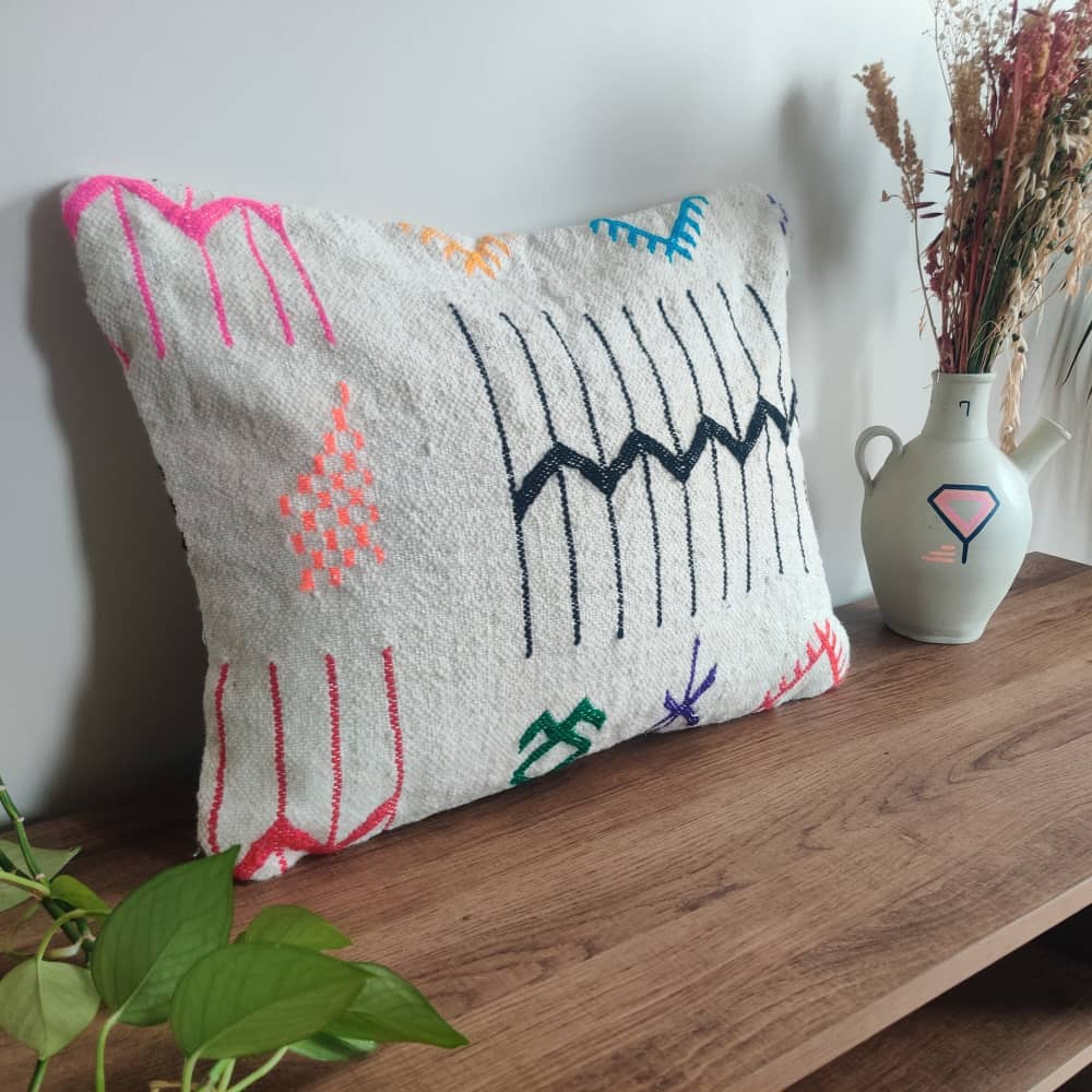 Coussin Kilim Marocain Tribal -MAZIR Décoration