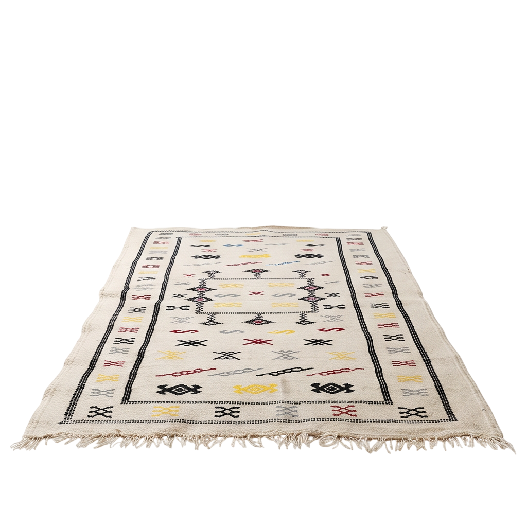 Tapis berbère blanc médaillon central 100x160 cm