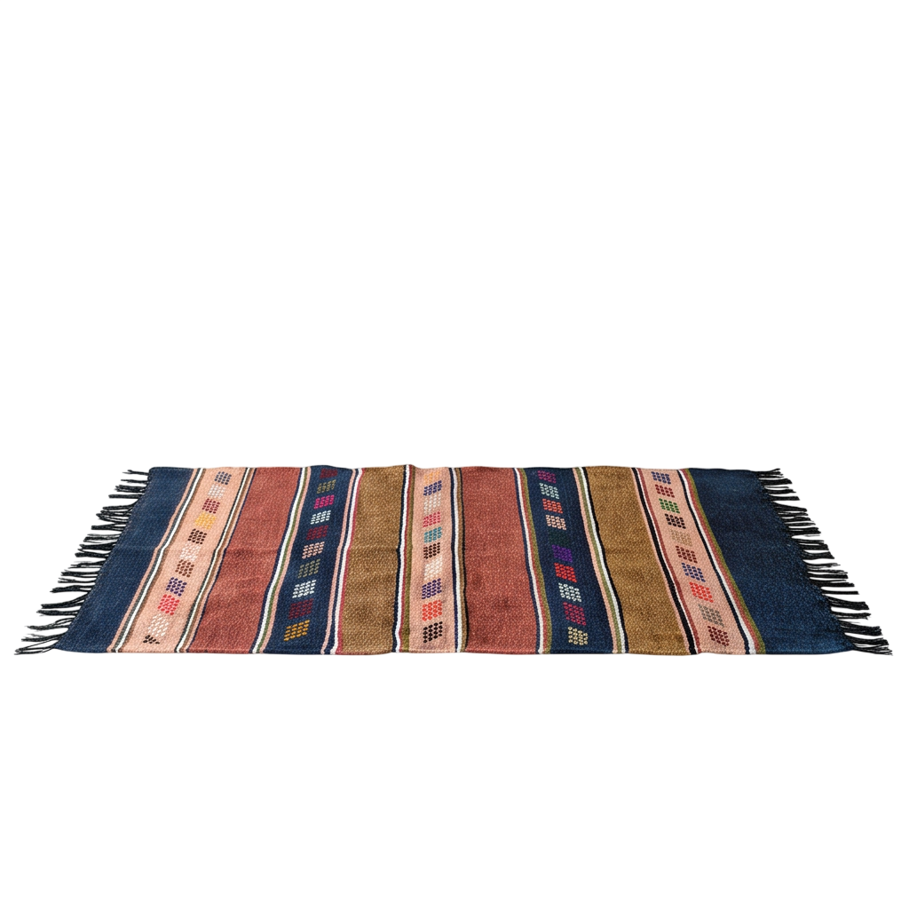 Tapis berbère bleu marine et terracotta 105x155 cm
