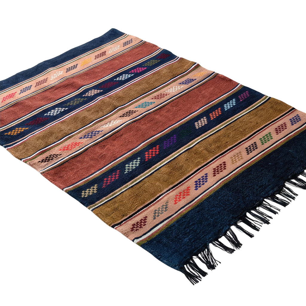 Tapis berbère bleu marine et terracotta 105x155 cm