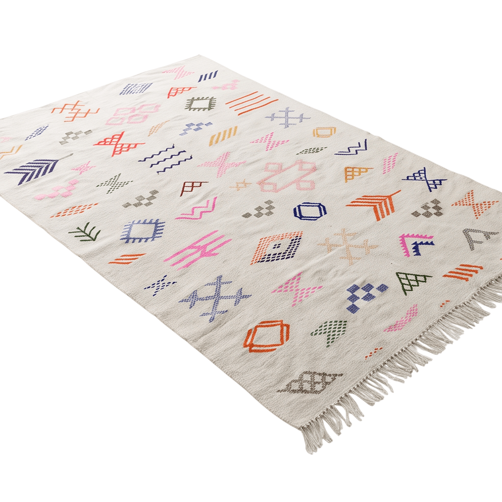 Tapis berbère kilim symboles fluo