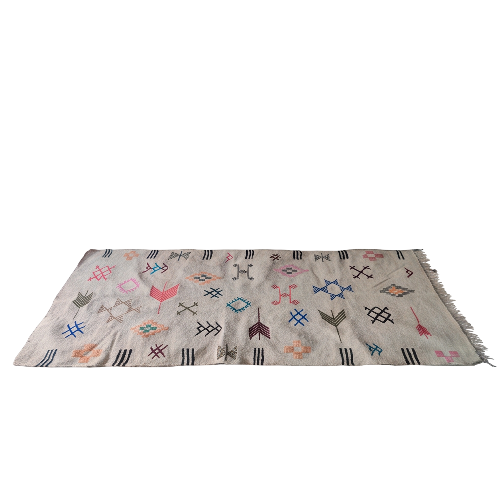 Tapis berbère symboles épars écru 105x170 cm